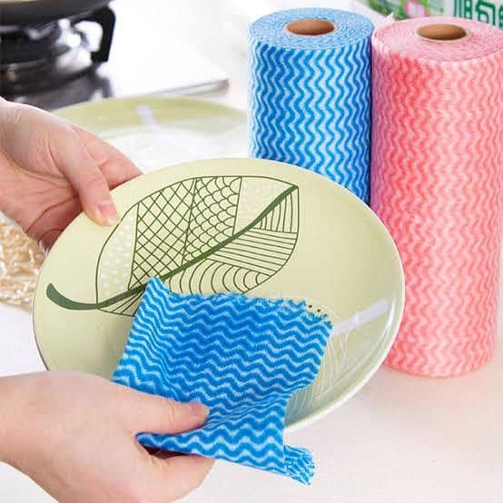 Mighty Cloths Kitchen Roll - 50 Washable and Reusable Wipes (20x30cm) in Orange, All-Purpose Non-Woven Tissues for Cleaning and Hygiene