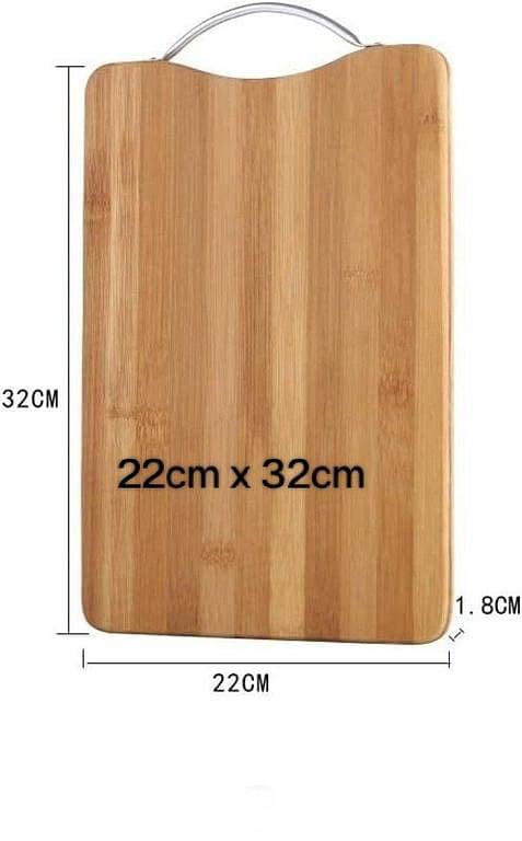 Natural Bamboo Wooden Chopping Board with Steel Handle, Available in Sizes 20x30, 22x32, 24x34 cm - Ideal for Cutting Vegetables, Fruits, Pizza, and Meat