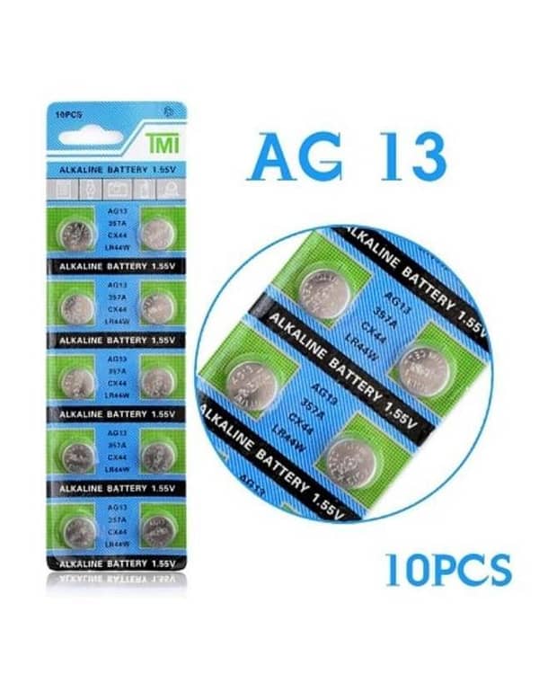 10-Pack AG13 LR44 357A Alkaline Coin Button Cell Batteries 1.55V
