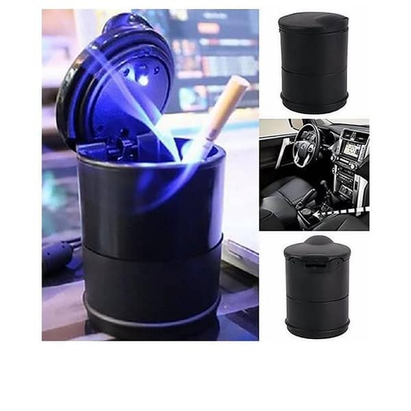 LED Car and Truck Cigarette Ashtray Holder Cup in Black