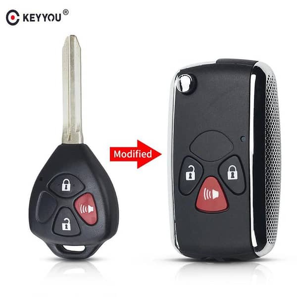 Modified 3-Button Car Remote Key Shell for Toyota Models: Camry, Corolla, Prado, RAV4, Yaris
