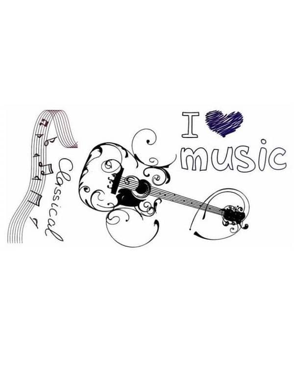 Temporary Tattoo Sticker New Style Guitar and Notes