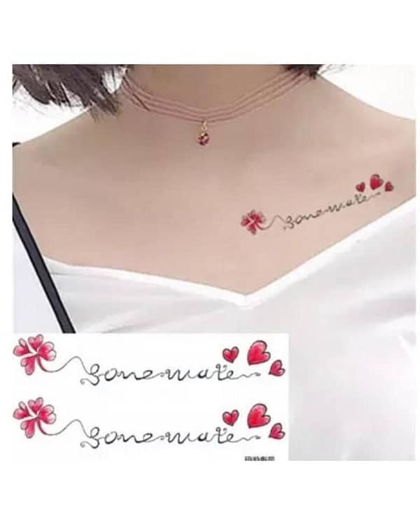 Waterproof Temporary Tattoo Sticker - Tree Style Red Heart Blossom Flower