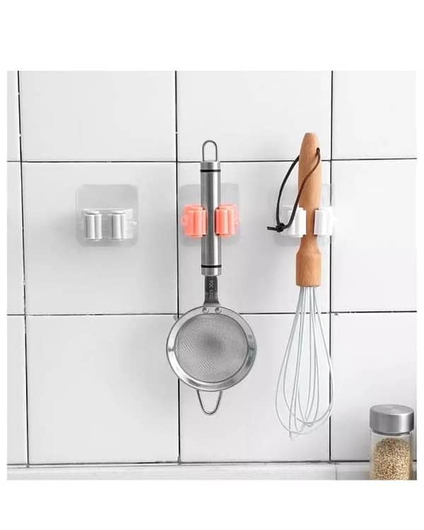 Multicolor Wall Mounted Mop Organizer and Broom Holder - Kitchen Storage Clip