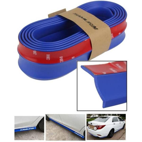 SAMURAI Rubber Skirt Universal Car Bumper Lips Diffuser - 2.5 Meter in Blue