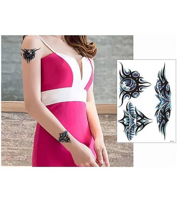 Temporary Tattoo with Black Blue Spindrift Symbol Design