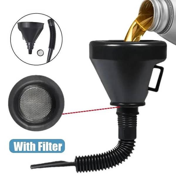 Refueling Funnel with Filter for Car, Truck, and Motorcycle Oil and Gasoline