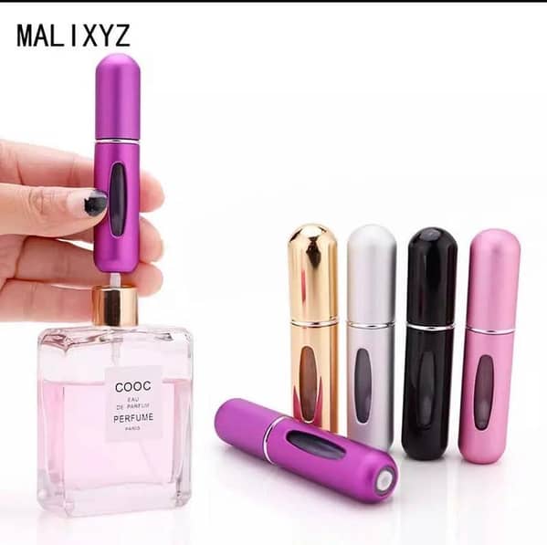 Set of 2 Mini 5ml Refillable Aluminum Perfume Spray Bottles for Travel