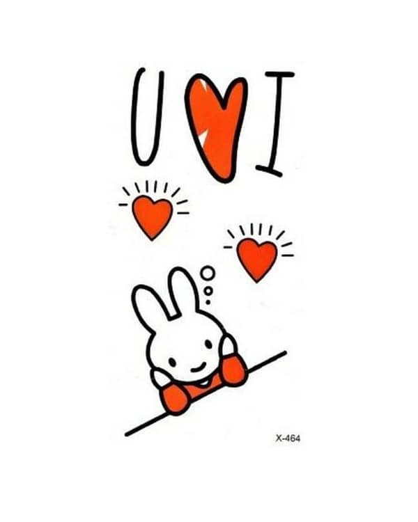Funny Temporary Tattoo - I Love Heart Cat Design