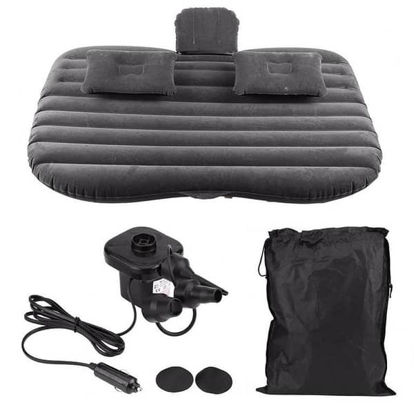Inflatable Universal Car Air Mattress Bed for Travel - Black