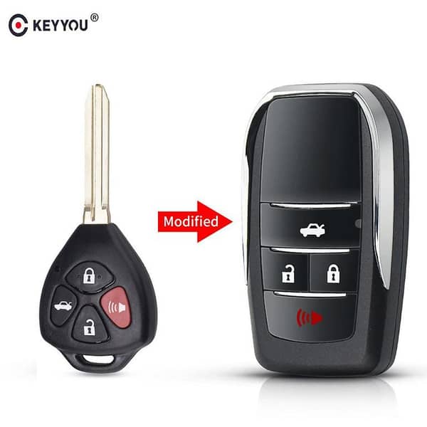 Toyota Key Shell Replacement for Avlon, Crown, Corolla, Camry, RAV4, Reiz, Yaris, Prado - 4 Buttons