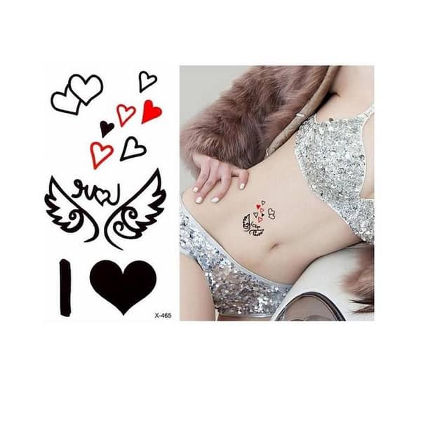 Temporary Tattoo with Angel Wings Love Pattern