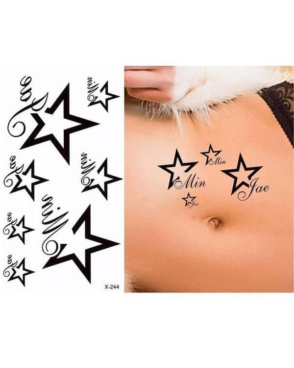 Temporary Tattoo with Star Design and Love Alphabet