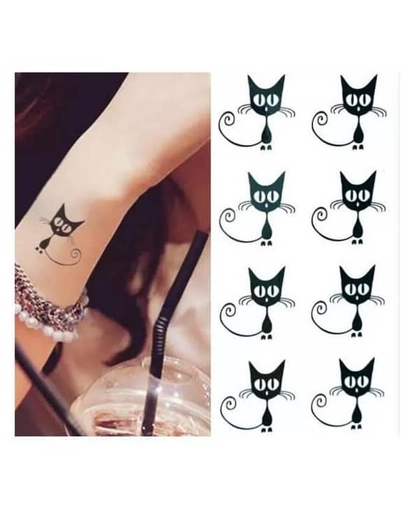 Waterproof Temporary Tattoo - Black Cat Scare Cartoon Series
