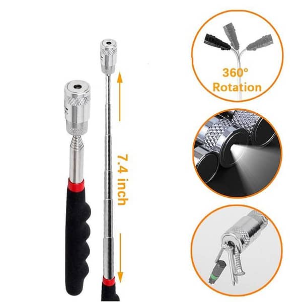 Telescopic Magnetic Pickup Tool with Light - Mini Portable Design