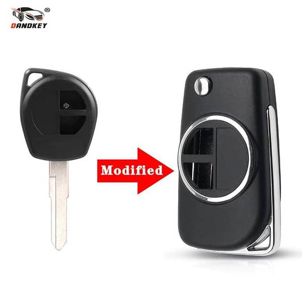 Folding Remote Key Shell with 2 Buttons for Suzuki Swift, SX4, Alto, Vitara, Ignis, Jimny, and Splash