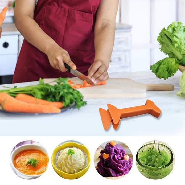 Copper Food Masher Kitchen Tool for Chopping Vegetables, Meat, and Garlic - Brown