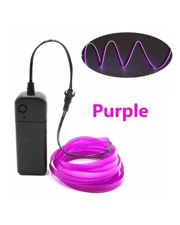9ft EL Wire Flexible Neon Lamp Rope Tube Cable LED Strip Glow String Light Purple