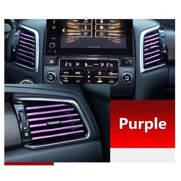 10Pcs Universal Car Air Conditioner Decorative U Shape Moulding Strips Purple