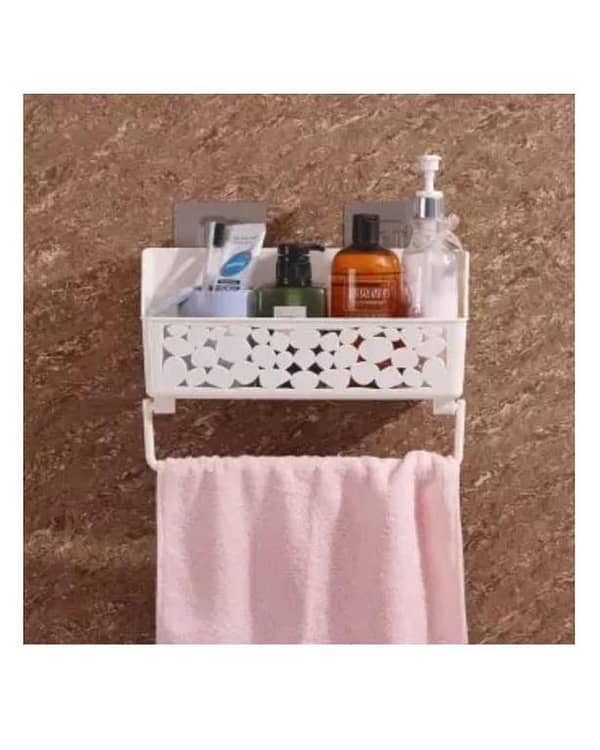 Suction Cup Wall Mount Bathroom Storage Rack for Towel Use