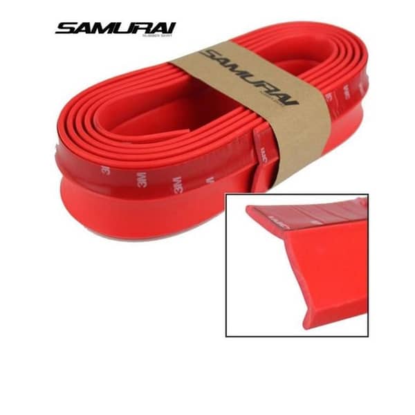 SAMURAI 2.5 Meter Universal Car Bumper Lips Diffuser in Red - 3M Rubber Skirt