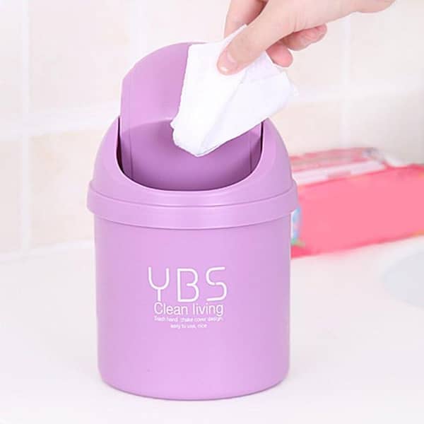 1pc Mini Small Trash Can with Shake Lid for Multi-purpose Use at Home and Office