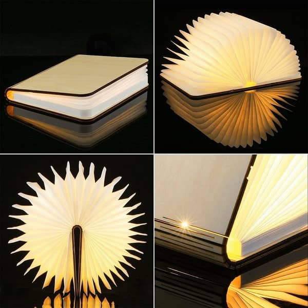 Large Rechargeable USB Magnetic Wooden Mini Book Table Lamp