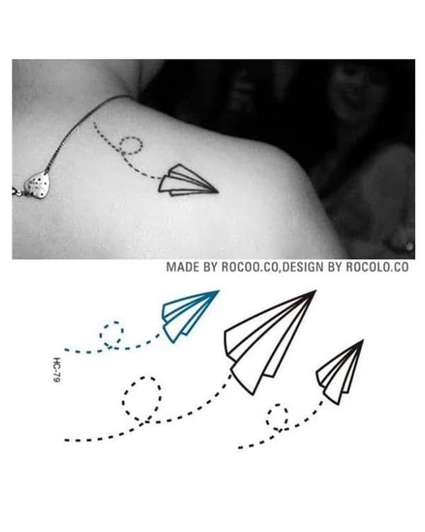 Temporary Tattoo Sticker with Airplane Design