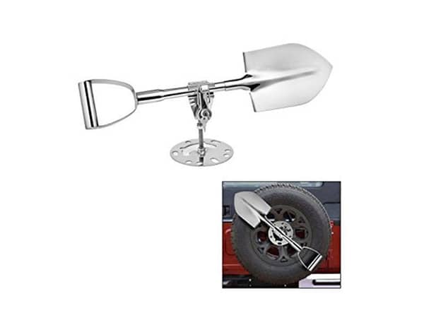 Chrome Shovel for Jeep Wrangler 4x4 Off-Roading Adventures