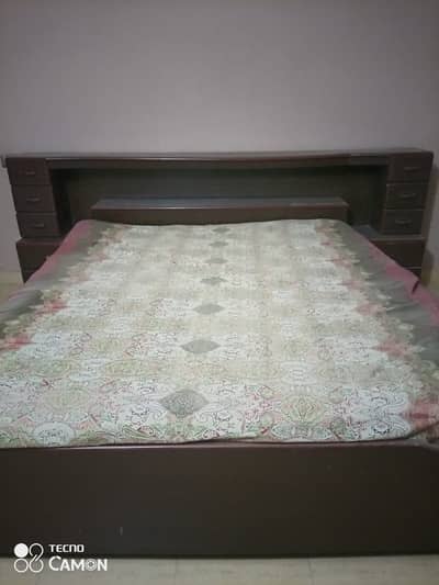 King size double bed with dressing table and mattress