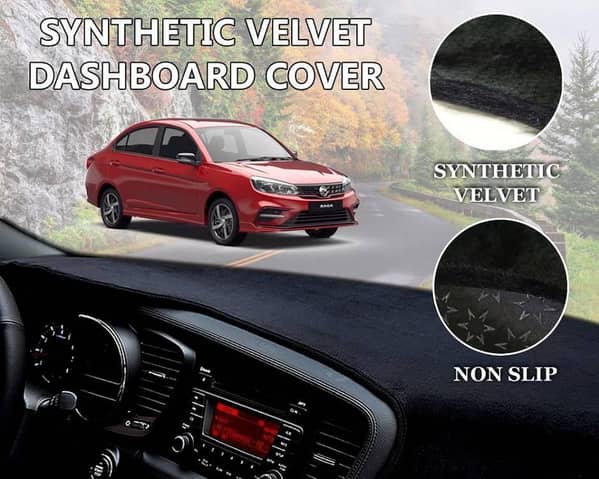 Proton Saga Velvet Dashboard Cover | Non Slip | Double Layer | Heat Proof