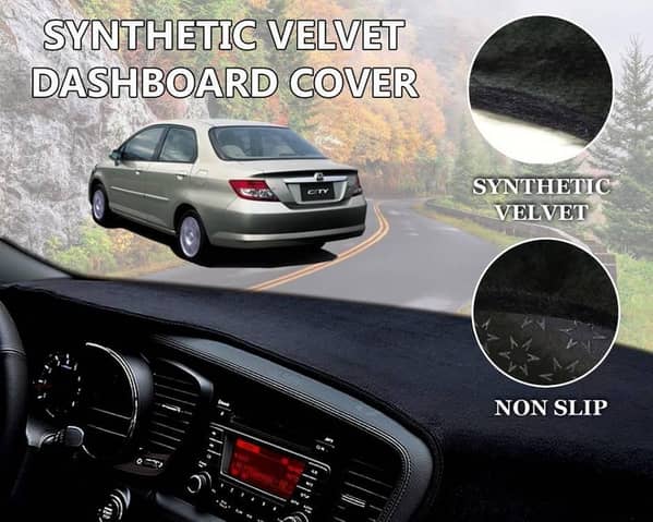 Honda City 2002 - 2008 Velvet Dashboard Cover | Non Slip | Double Layer | Heat Proof