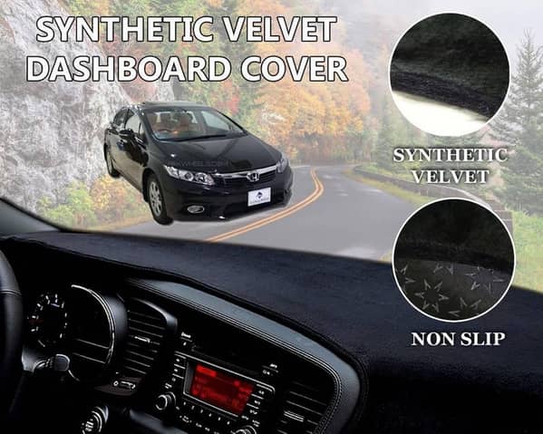 Honda Civic 2013 - 2015 Velvet Dashboard Cover | Non Slip | Double Layer | Heat Proof