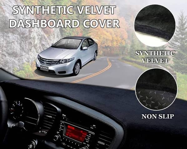 Honda City 2009 - 2021 Velvet Dashboard Cover | Non Slip | Double Layer | Heat Proof