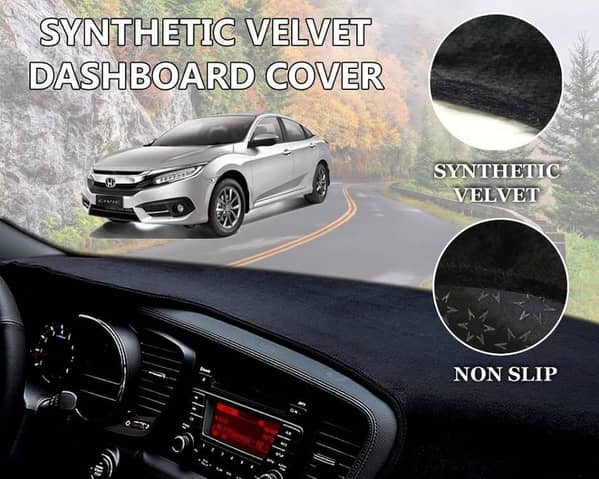 Honda Civic 2016 - 2021 Velvet Dashboard Cover | Non Slip | Double Layer | Heat Proof
