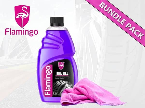 Flamingo Tire Gel With Microfiber Cloth | Bundle Pack | 500ml | Tire Shining | Tire Cleaning