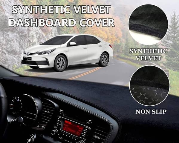 Toyota Corolla 2014 - 2024 Velvet Dashboard Cover | Non Slip | Double Layer | Heat Proof