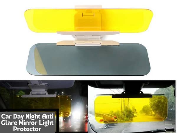 Car Sun Visor with HD Anti-Dazzle Feature for Day and Night Driving - UV Folding Flip Down Mirror