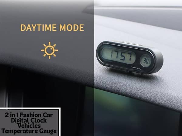 Digital Car Clock and Thermometer | 2-in-1 Auto Clock with Luminous LCD Display for Time and Temperature