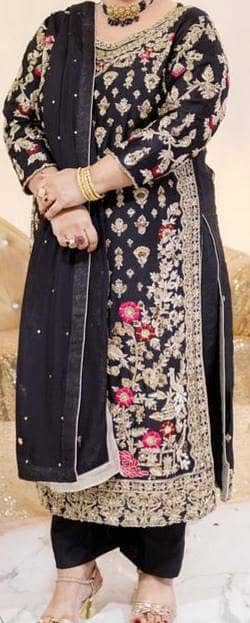 black  silk suit