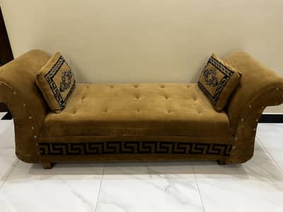 Elegant Velvet 2 seater sofa/ Dewan/ Sette with Cushions/Luxury Design