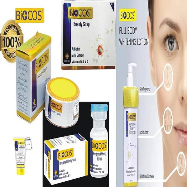 Biocos Skin Care Set: 5-Pack with Cream, Soap, Serum, Body Lotion, and Face Wash