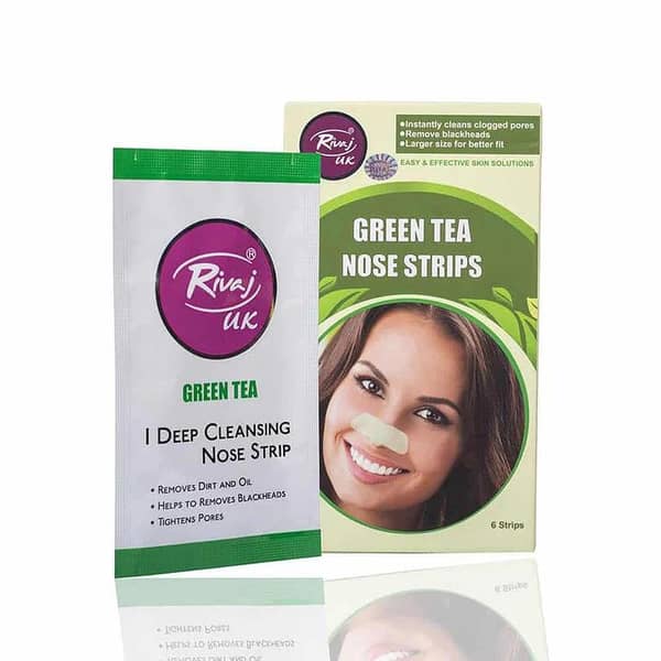 Rivaj Green Tea Nose Strips - 6 Pieces for Blackhead Removal and Pore Cleansing