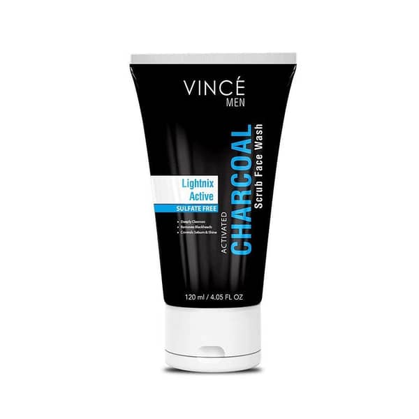 Vince Men Activated Charcoal Face Wash with Scrub Beads, 120ml