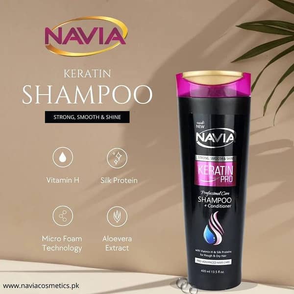 Navia Keratin Pro Shampoo for Strong, Smooth, and Shiny Hair - 400ml