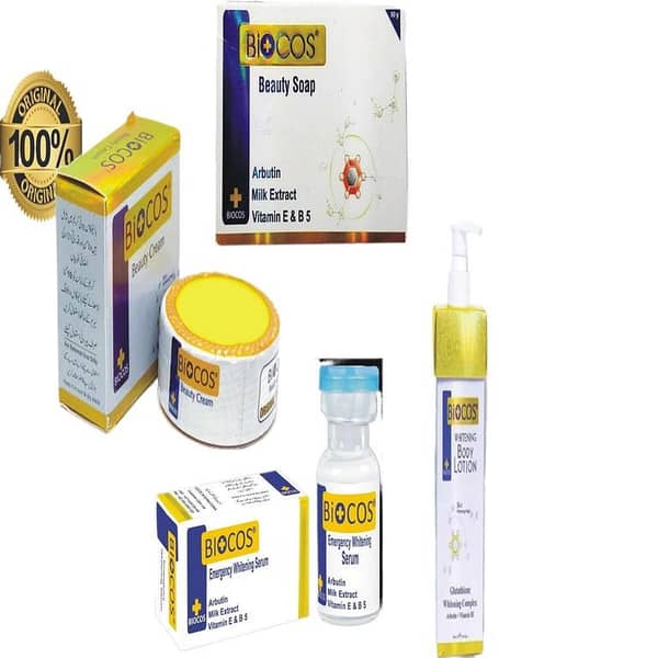 Biocos Pack of 4: Cream, Soap, Serum, and Lotion for Skincare