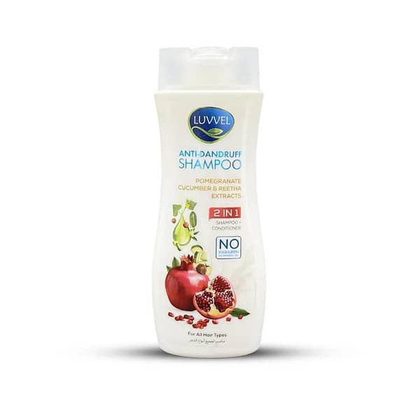 Luvvel 2-in-1 Anti Dandruff Shampoo and Conditioner with Pomegranate, Cucumber, and Reetha Extracts - 200ml