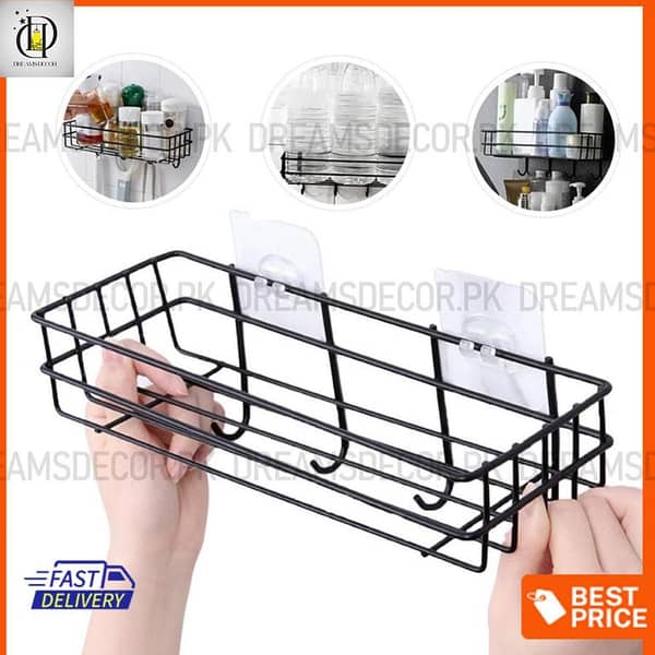 Wrought Iron Shower Shelf for Bathroom and Kitchen Storage - Punch Corner Frame