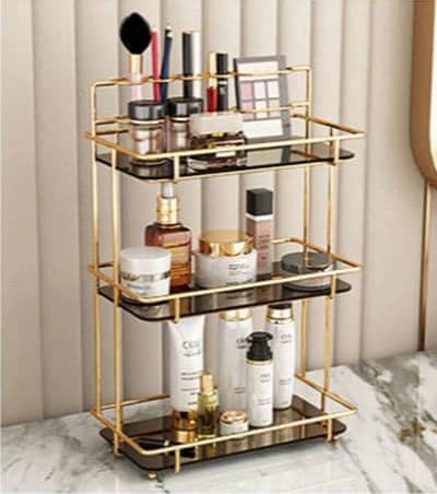 Makeup organizer shelf shelve with glass