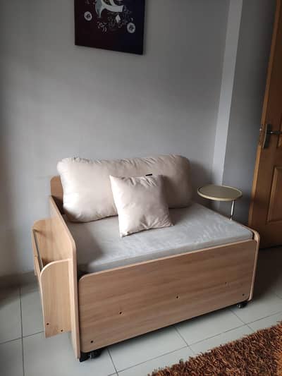 Unique style Wooden Sofa bed with attached side stand and storage